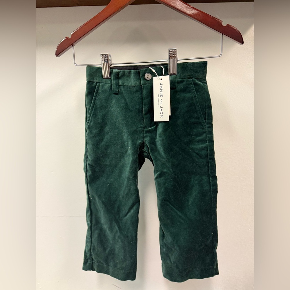 Janie and Jack Green Kids Velvet Pants